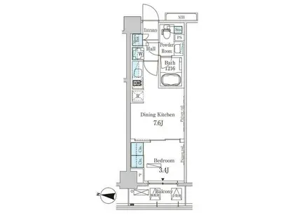 パークアクシス木場キャナル(1DK/8階)の間取り写真