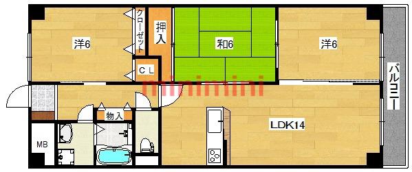 さんくれーる茨木A棟(3LDK/4階)の間取り写真