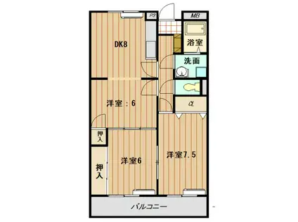 サンパティーク本庄(3DK/3階)の間取り写真
