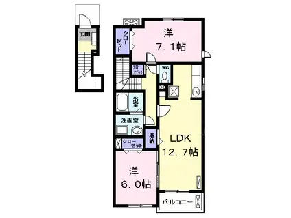 クラスペディア K I(2LDK/2階)の間取り写真