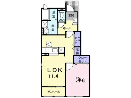 ヴィラージュ II(1LDK/1階)の間取り写真