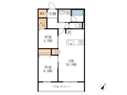 プリムヴェール(2LDK/3階)の間取り写真