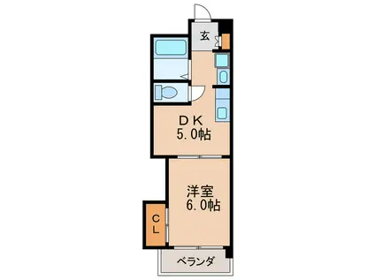 菱家ビル(1DK/8階)の間取り写真