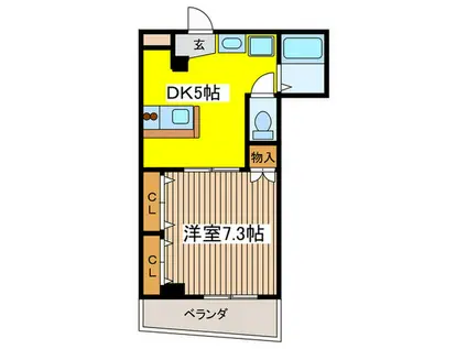 リーゾ・ヴィヴァーチエ(1DK/2階)の間取り写真