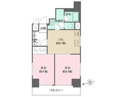 シティ田町(2DK/5階)の間取り写真