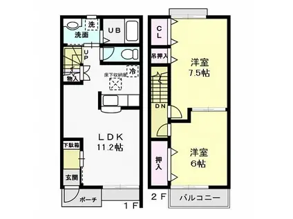 サンステージ リヴェルテ I(2LDK/1階)の間取り写真