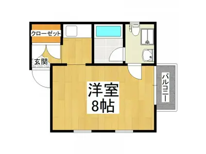 メゾンドソレイユ滝谷(1K/1階)の間取り写真