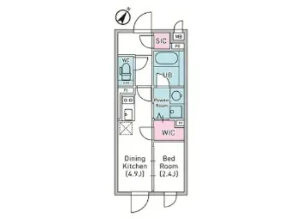 デュオメゾン渋谷松濤(1DK/4階)の間取り写真