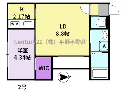BRAVE BASE久留米東 B棟(1LDK/1階)の間取り写真