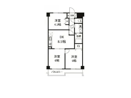 リリーディア東武練馬(3DK/4階)の間取り写真