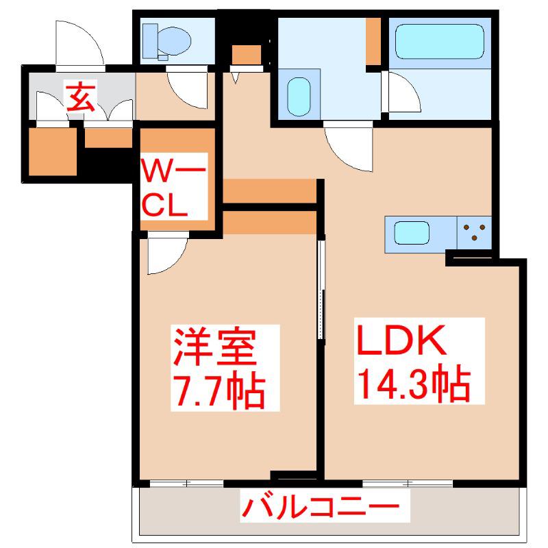 シャーメゾンプレミア鹿児島駅前(1LDK/2階)の間取り写真
