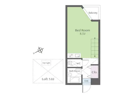 GRAND PIN(ワンルーム/2階)の間取り写真