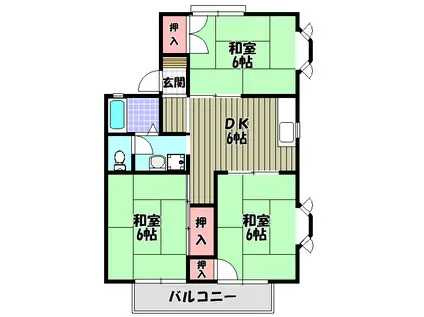 ディアコート小金台 C棟(3DK/2階)の間取り写真