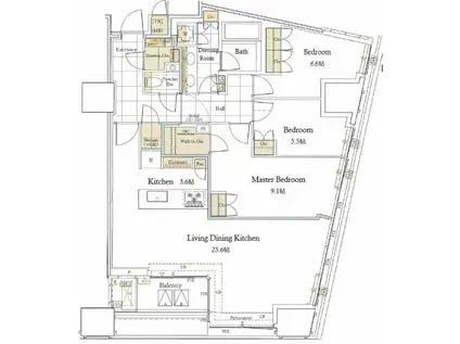 三田ガーデンヒルズ イースト(3LDK/9階)の間取り写真