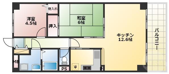 ボンヌ愛(2LDK/1階)の間取り写真