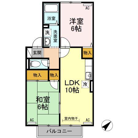 リバーポートレイ(2LDK/2階)の間取り写真