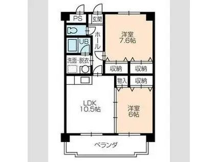 ウィンフィールド曙(2LDK/2階)の間取り写真