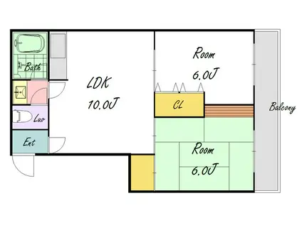 グランドハイツ長居(2DK/3階)の間取り写真
