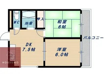 メゾン錦(2DK/2階)の間取り写真