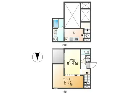 CLASSE上流(1K/1階)の間取り写真