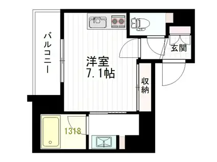 ヴィレッタ鉄砲町(ワンルーム/2階)の間取り写真
