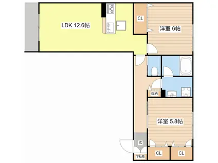 シャーメゾン比叡(2LDK/1階)の間取り写真