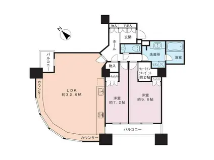 東京ツインパークスレフトウィング(2LDK/29階)の間取り写真