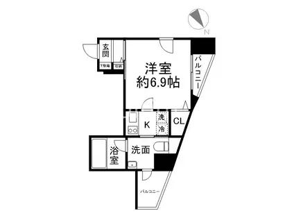 クレストコート二条城北(1K/4階)の間取り写真