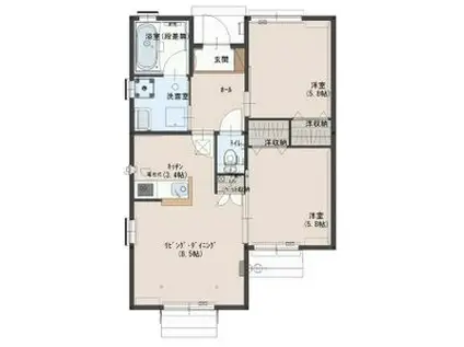 ベルフォレスト C(2LDK/1階)の間取り写真