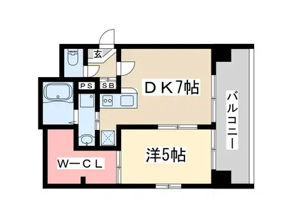 CITY SPIER十三東(1DK/2階)の間取り写真