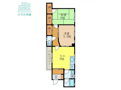 中山ビル(2DK/2階)の間取り写真