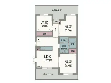 エクセルシオール(3LDK/2階)の間取り写真