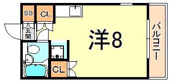 ジーニアス上の丸(ワンルーム/3階)の間取り写真