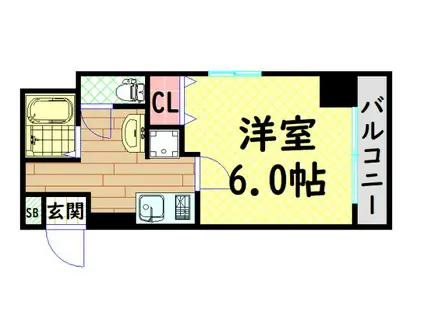 セレッソコート西心斎橋第III(1K/5階)の間取り写真