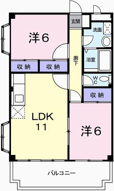 アクロポリスII(2LDK/2階)の間取り写真