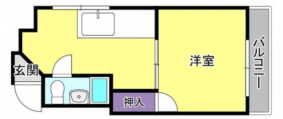 古葉ビル(1K/5階)の間取り写真