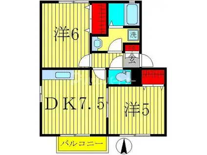 セピアコートD(2DK/1階)の間取り写真