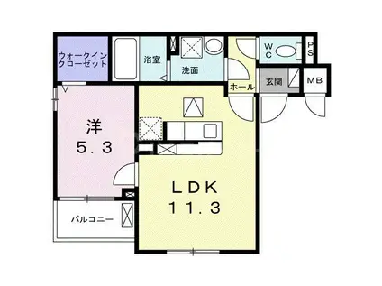 プレジオ八広(1LDK/1階)の間取り写真