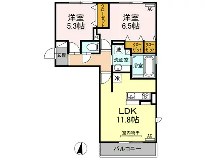 ドレミファーネ(2LDK/3階)の間取り写真