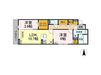 D-ROOM東深津(2LDK/2階)の間取り写真