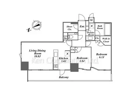 品川タワーレジデンス(2LDK/4階)の間取り写真
