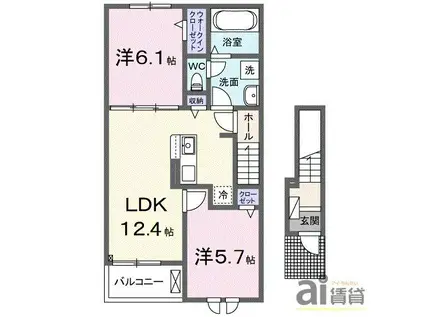 ハーモニー(2LDK/2階)の間取り写真