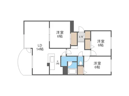 ウイングコート(3LDK/1階)の間取り写真