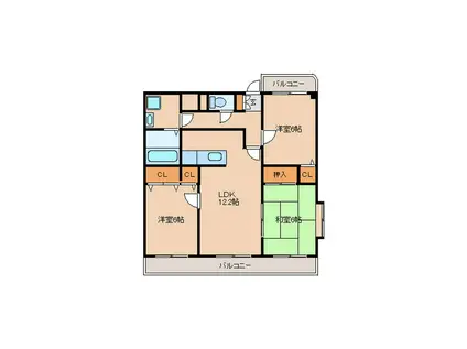 サピエンツァ太宰府(3LDK/1階)の間取り写真