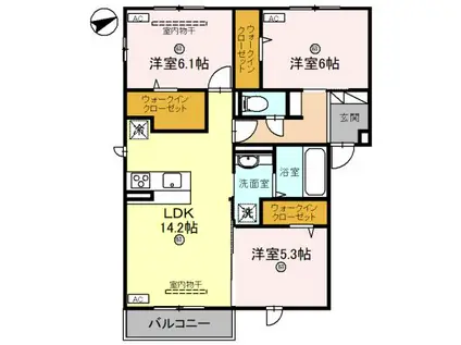 SOLEIL LEVANT ソレイユ・ルヴァン(3LDK/2階)の間取り写真