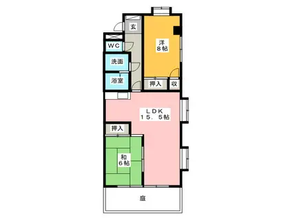 サンライズ白子シーサイドビラ(2LDK/1階)の間取り写真