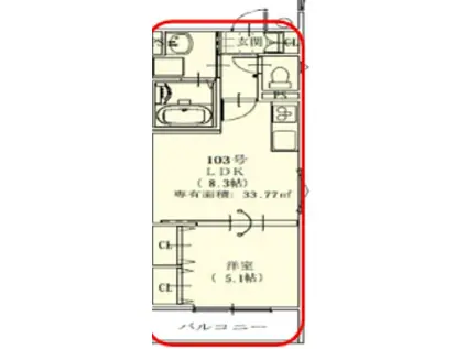 クリエオーレ螢池II(1LDK/1階)の間取り写真