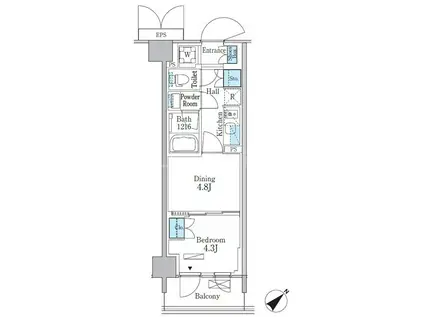 パークアクシス品川南大井パークフロント(1DK/6階)の間取り写真