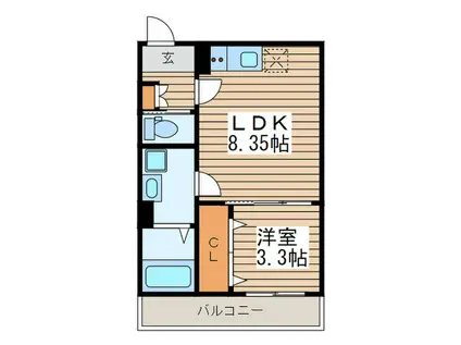 AJ南柏サウス I(1LDK/2階)の間取り写真
