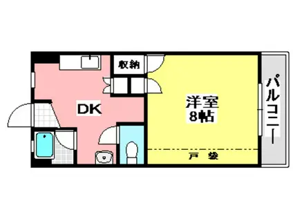 メゾン茨木(1DK/9階)の間取り写真